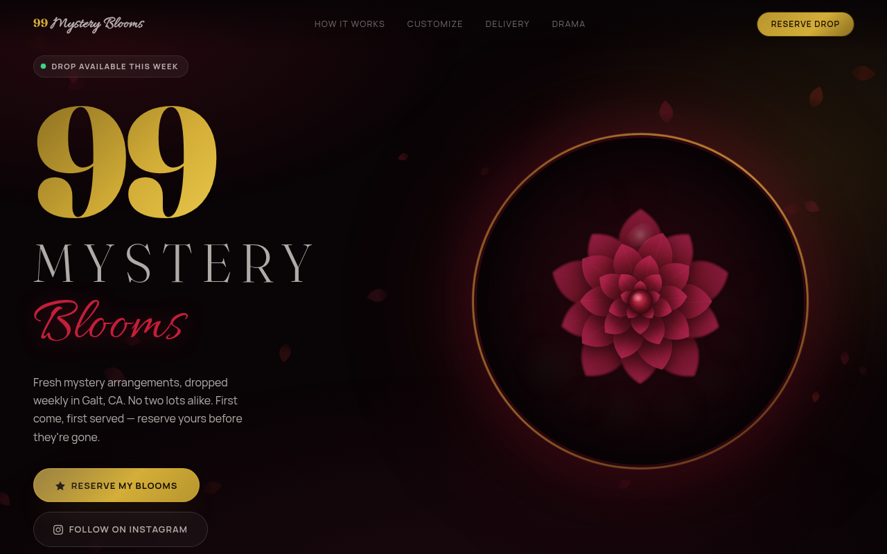 99 Mystery Blooms website preview
