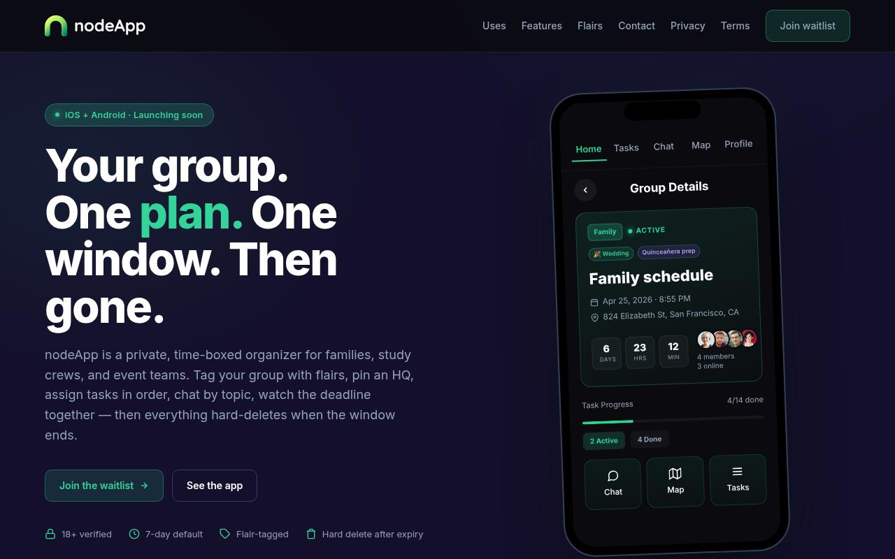 nodeApp website preview